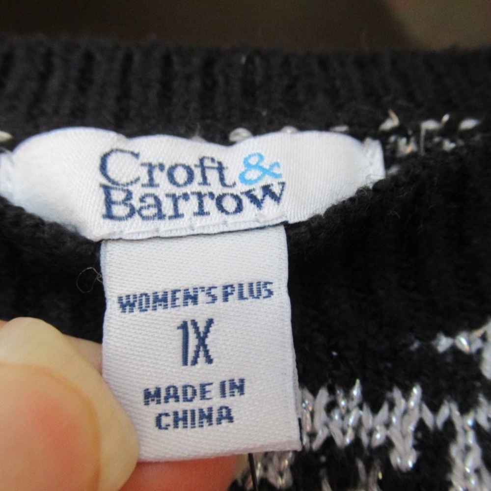 Relist 2/23❌ Croft & Barrow crewneck sweater floral like print w/ metallic 1X - Picture 9 of 12